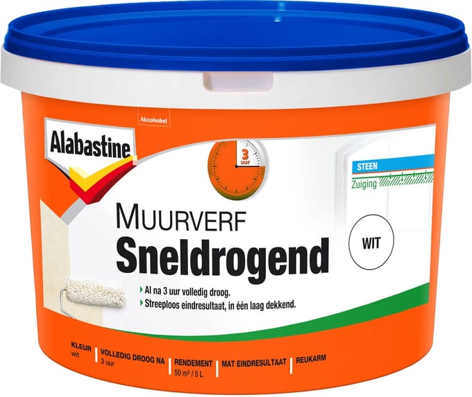 Alabastine Muurverf Sneldrogend - Wit - 5 liter