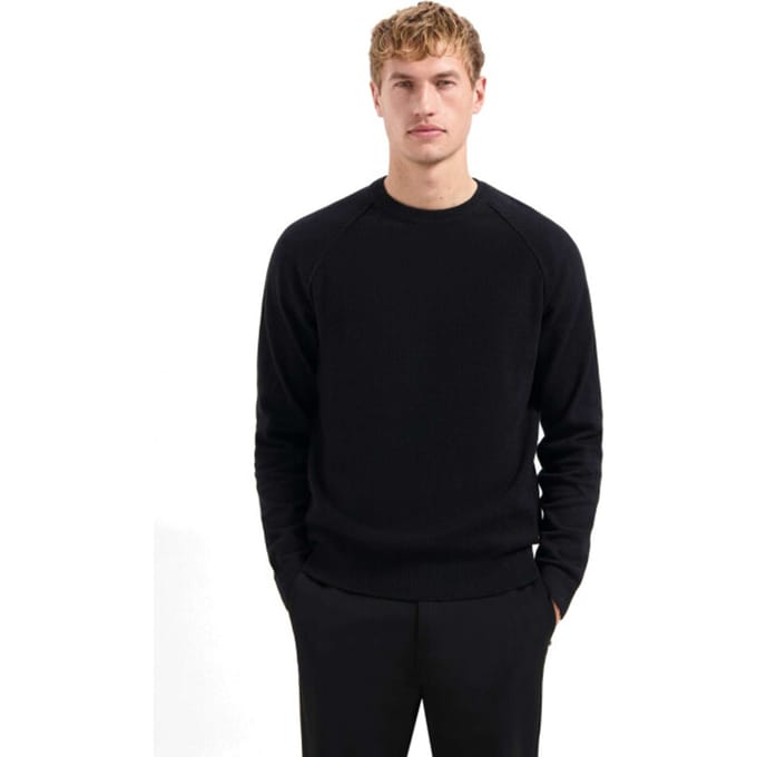 No Excess Pullover Crewneck Solid Waffle Knit Black Maat: XL | Sweaters Outlet | Heren | Zwart