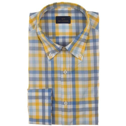 Paul & Shark Overhemd Cotton Zephir Check Shirt Wit - Licht Blauw / male
