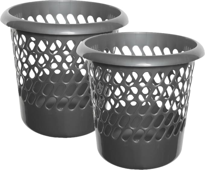 Whitefurze Papierbakken/prullenbakken - 2x stuks - 25 liter - Grijs
