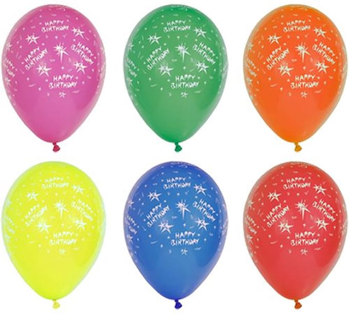 10 Ballonnen Ø 29 cm assorti kleuren Happy Birthday
