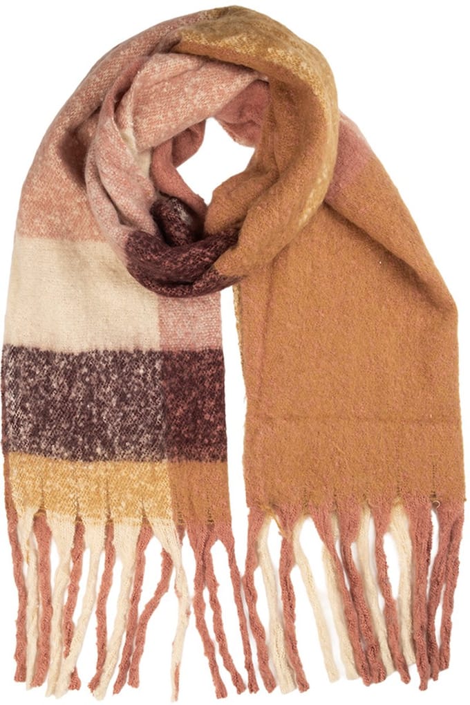 Clayre & Eef Wintersjaal Dames 50x210 cm Roze Textiel