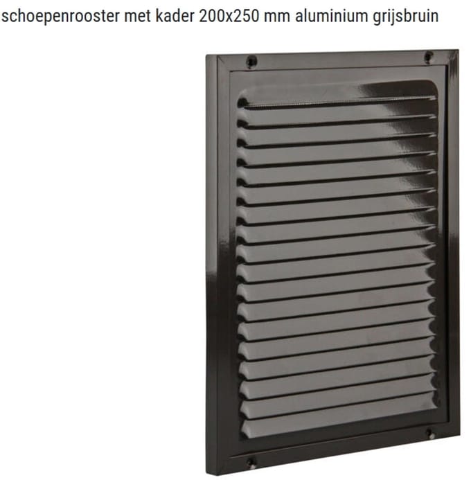 schoepenrooster met kader 200x250 mm aluminium grijsbruin