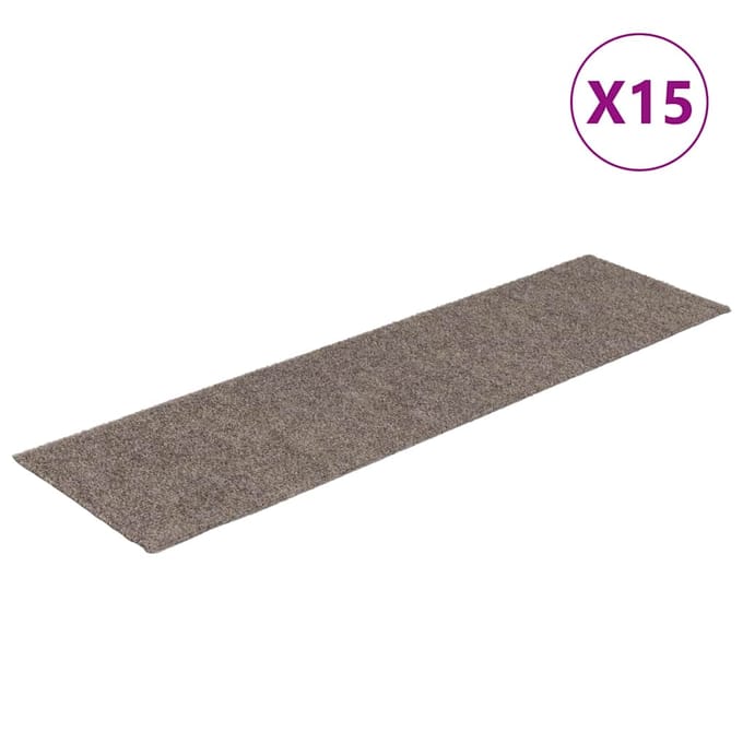 vidaXL - Trapmatten - zelfklevend - 15 - stuks - 76x20 - cm - beige - rechthoekig