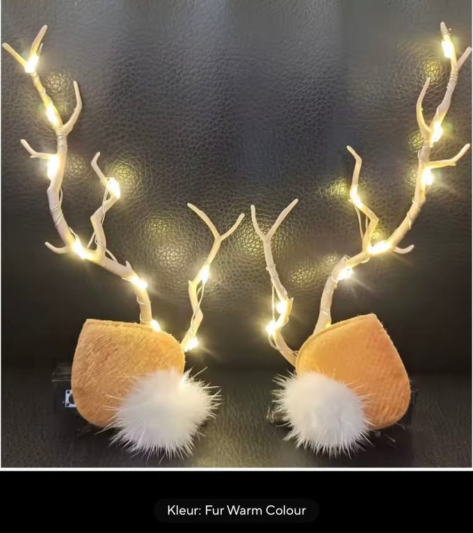Kerst Haar Clip - zachte oortjes - Kerst Clip - led licht warm white