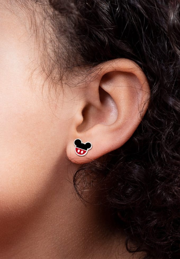 Mickey & Minnie Mouse Mickey und Minnie Ear Stud zilverkleurig