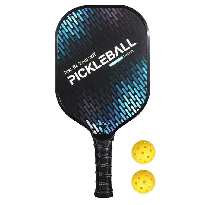 Ultralichte Pickleball Paddle en Ball Set Carbon Fiber Surface Pickle Ball Racket 1 Paddle met 2 black