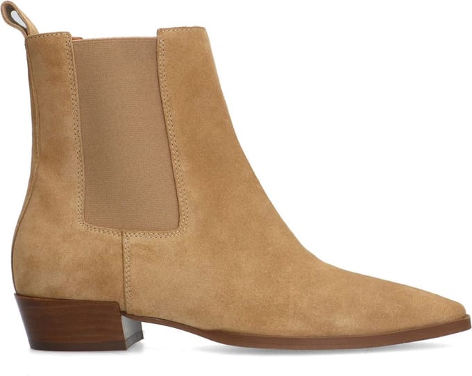 Manfield - Dames - Beige suède chelsea boots - Maat 40