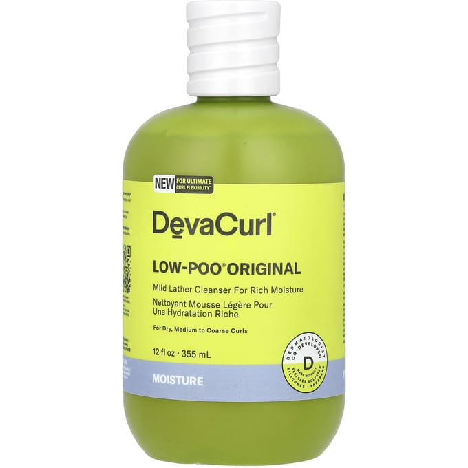 DevaCurl, Low-Poo® Original, mild foaming cleanser, for dry and coarse curls, 12 fl oz (355 ml) yellow
