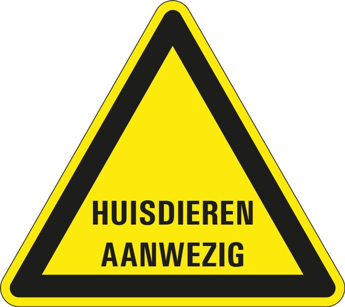 Sticker huisdieren aanwezig 100 mm
