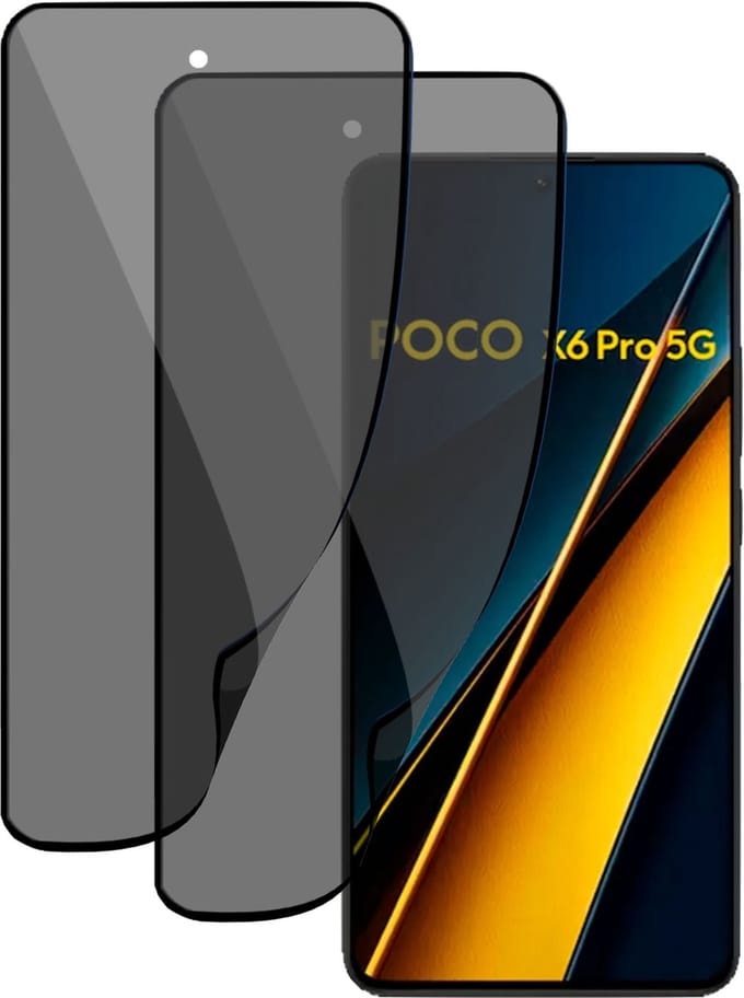2x Privé Screenprotector geschikt voor Poco X6 Pro - Privacy Folie Beschermglas - Privacy Proteqt+