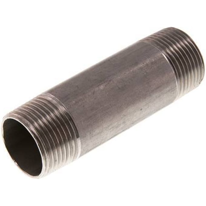 R 1'' RVS Dubbele Pijpnippel 20 Bar DIN 2982 - 100mm
