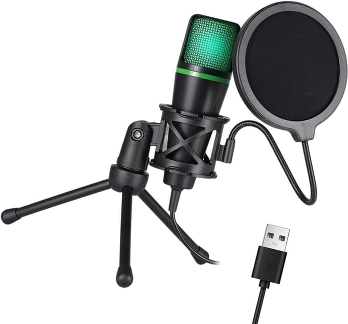 USB Microfoon - Streaming Microfoon - Live Streaming - Met RGB Verlichting - Niet gespecificeerd - Zwart