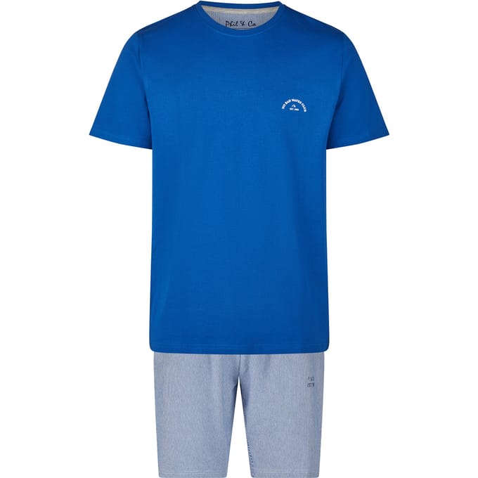 Phil & Co Heren Shortama Korte Pyjama Set Blauw - Maat L