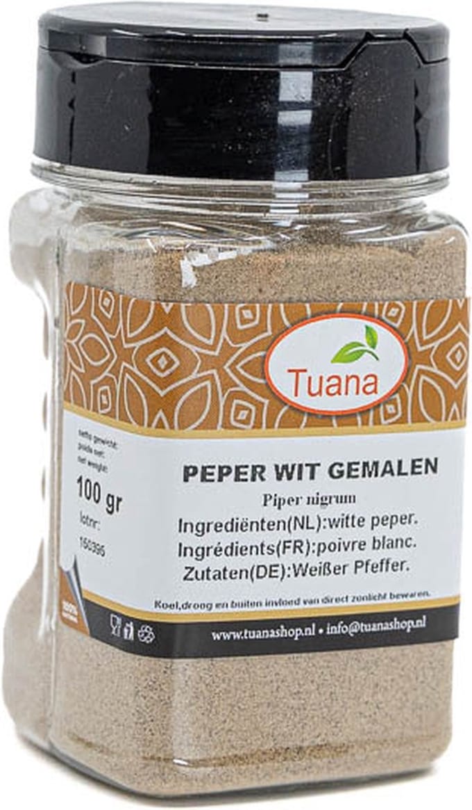 Tuana Kruiden - Peper Wit Gemalen - Bakje 50 Gram - KP0207