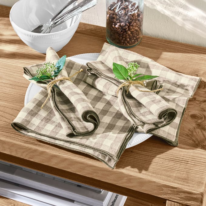 LOBERON Servet set van 4 Marrowby beige/wit