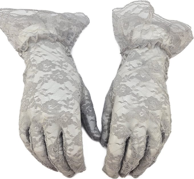 BamBella® - Handschoenen Grijs kant Kort - dames - Rushes