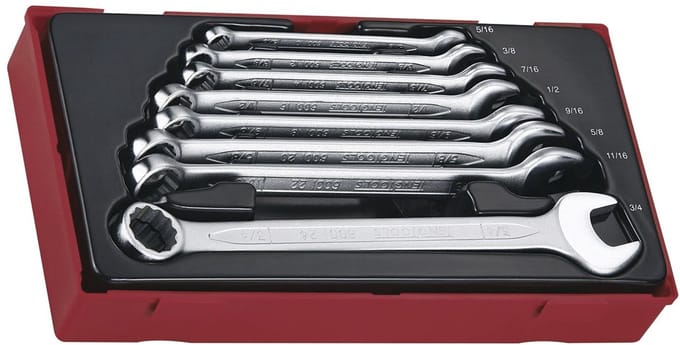 Steekringsleutel set AF TT1 tray van 5/16 tot 3/4 8 delig Teng Tools TT3592
