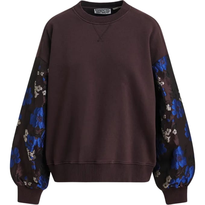 Essentiel Antwerp Jacquard Sleeve Sweatershirt Sweaters Bordeaux Kueer