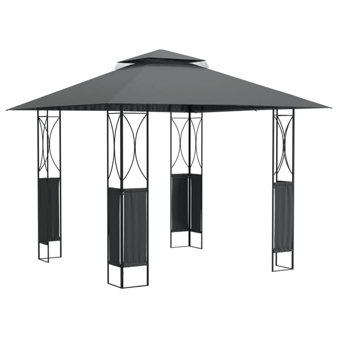vidaXL - Prieel - met - dak - 300x300x270 - cm - staal - antracietkleurig