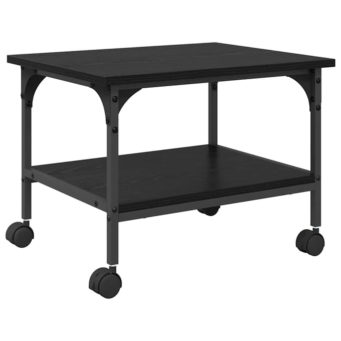 vidaXL - Printerstand - Zwart - Eiken - 50 - x - 40 - x - 38 - cm - Bewerkt - hout
