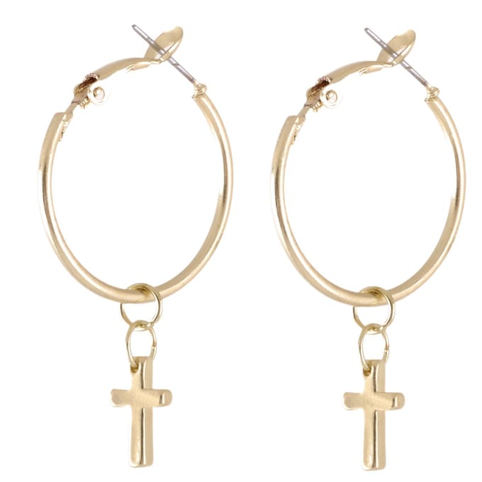 Behave - Oorring - Goudkleur met Kruis hanger