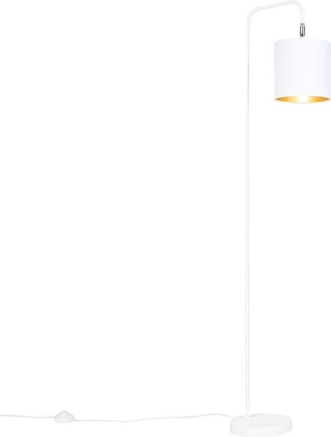 QAZQA lofty - Vloerlamp met lampenkap - 1 lichts - H 1405 mm - Wit