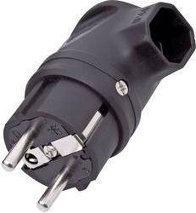 interBär 9004-004.01 Haakse stekker met randaarde Rubber 230 V Zwart IP44