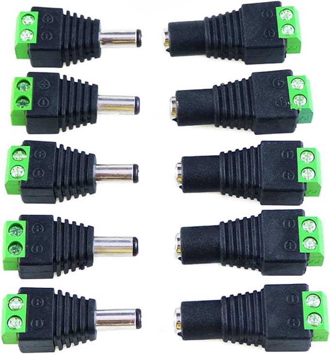 10 stuks 5,5 mm x 2,1 mm DC-stekker voor CCTV-camera en LED-strip licht adapter
