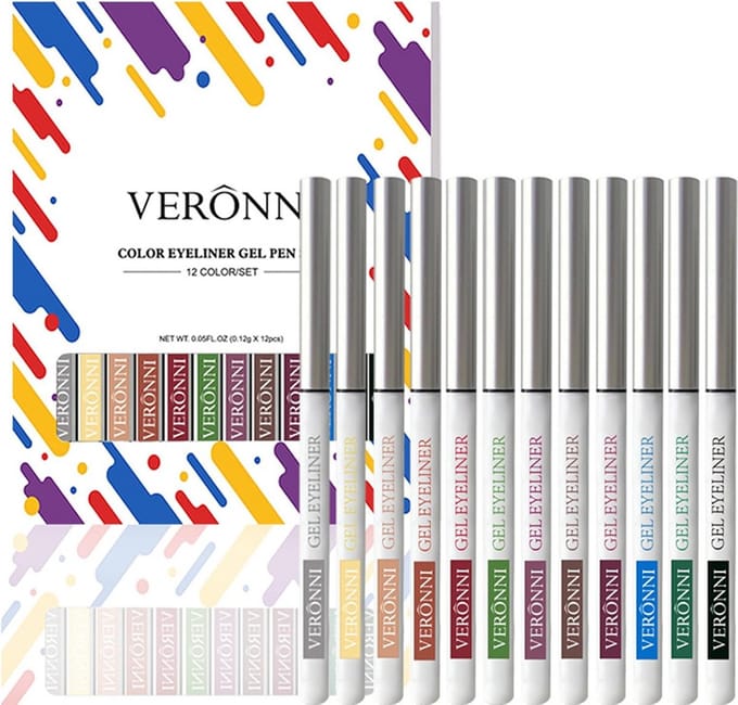 12 Kleuren Oogpotlood Set - Waterproof & Langhoudend Eyeliner Potloden