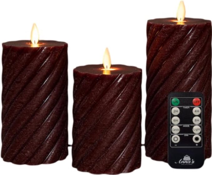 Anna's collection - Stompkaars swirl wax led bewegende vlam met afs...