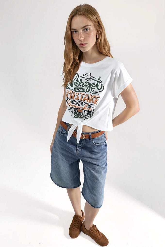 Geprinte Crop T-Shirt