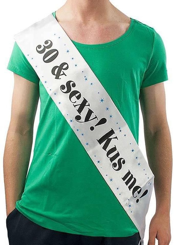 Verjaardag Sjerp 30 and Happy! Kus me - wit - glans polyester – 30 Jaar - 30e verjaardag