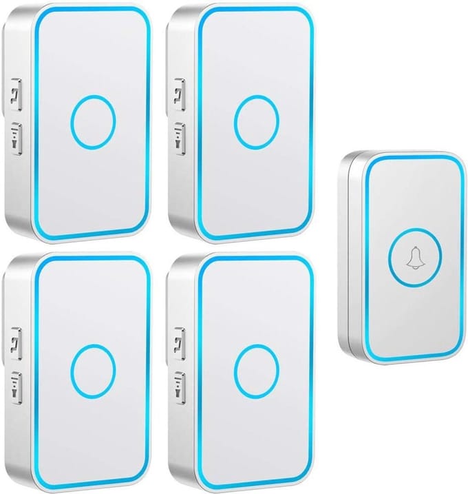 Draadloze Deurbel - Deurbelkit - Bezoekers Melden - IP55 Waterdicht - 300M Bereik - Wit