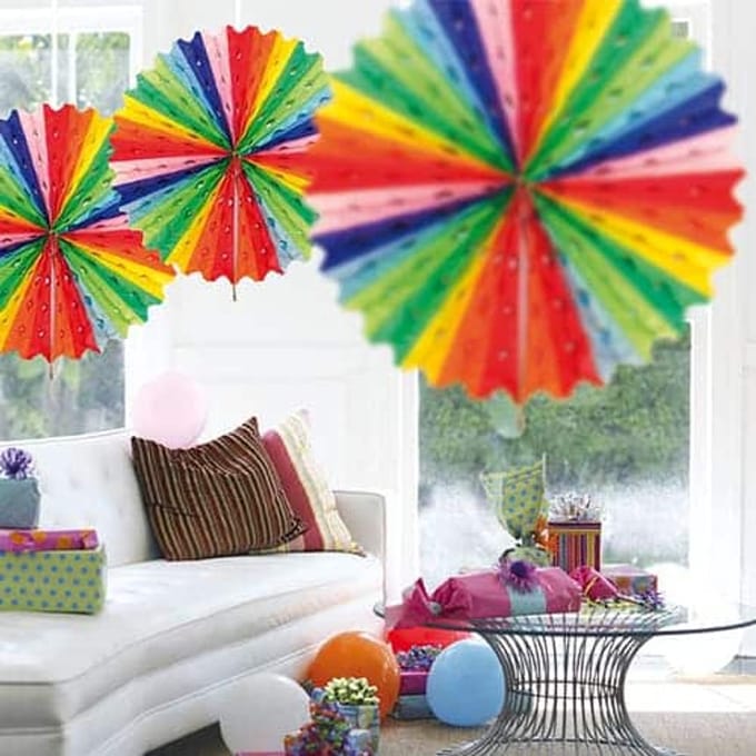 Folat - Papieren waaier multicolor 45 cm