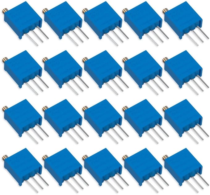 Trimmer Potentiometer - Variabele Weerstand - Elektronische Projecten - Multiturn Instelling - 1K Ohm - Blauw