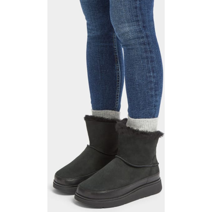 FitFlop Gen-ff Mini Omplooibare Shearling Laarzen ZWART - Maat 37