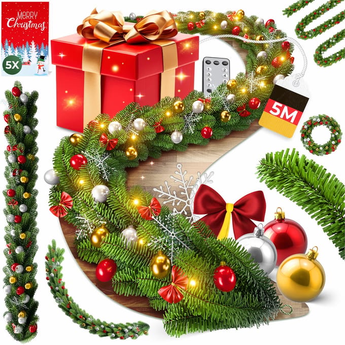 KESSER® Guirlande met verlichting - Kerstguirlande LED Kerstslinger Kerstversiering Kerstdecoratie