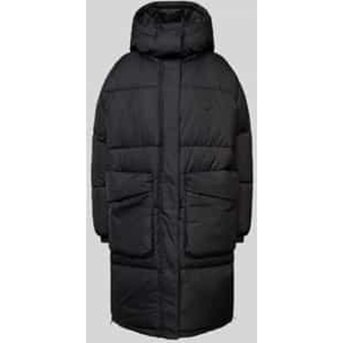 Gewatteerde lange jas met labelpatch, model 'Flavia'