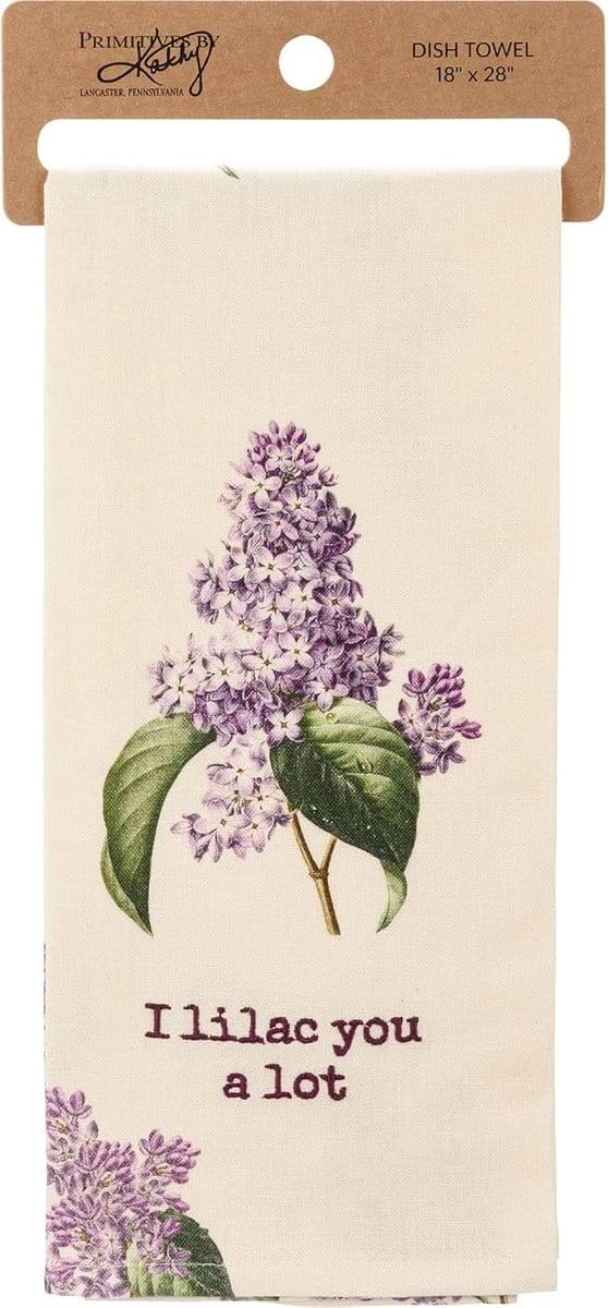 Cotton Linen Blend Kitchen Towel with Vintage Lilac Design