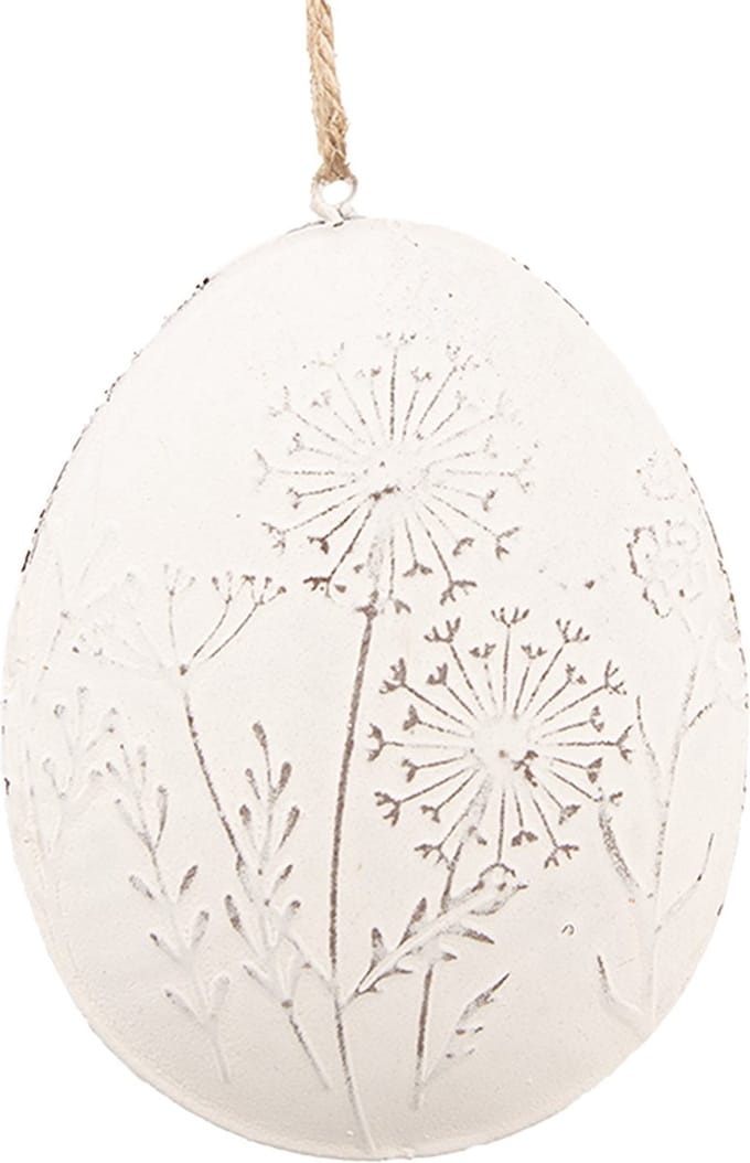 Clayre & Eef Paashanger Ei 8 cm Wit Metaal