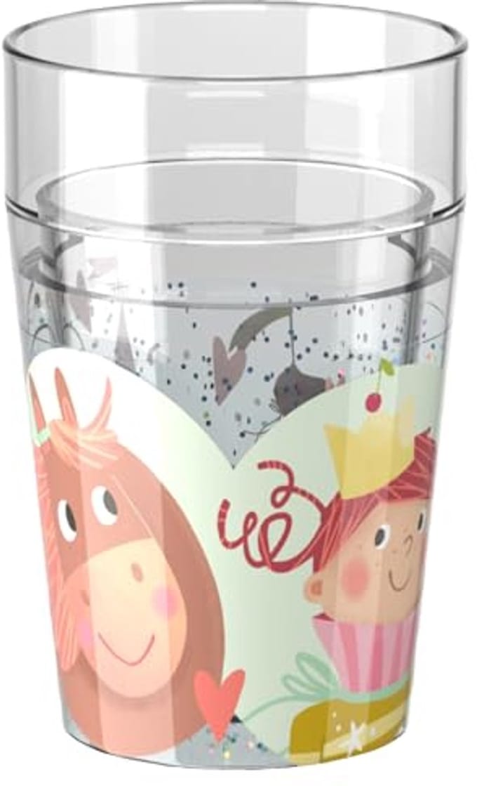 Haba glitterbeker prinses & paard - kinderbeker met glitters en prinsessenmotief.