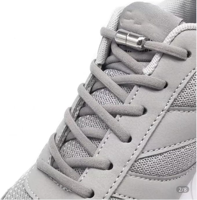 Lacetty - Elastische veters - Met metalen draaisluiting - Plat - 100 cm - Grijs - Lock veters - Sneaker veter - Lock laces