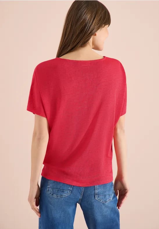 Shirt met overhangende schouders in linnenlook