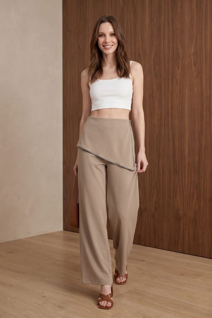 Hoge Taille Wijde Crepe Broek