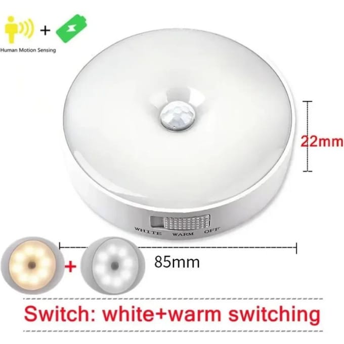 2/3/4/5 stuks Bewegingssensor LED Nachtlampje USB Oplaadbaar Nachtlampje voor Keukenkast Kledingkastlamp Trappenhuis Draadloos Kastlampje one light two color-1PC white