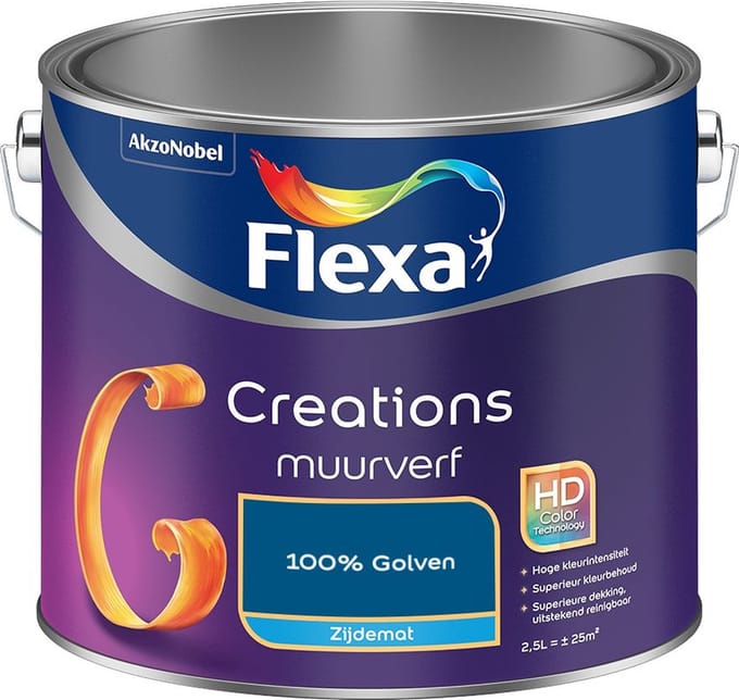 Flexa - Creations Muurverf Zijdemat - 100% Golven - Mengverf - 2,5 L