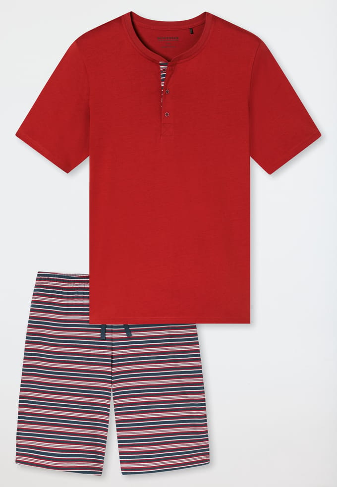 Korte pyjama met knoopsluiting, rood - Casual Nightwear 48