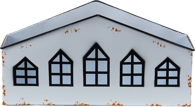 Clayre & Eef Theelichthouder Huis 36x12x18 cm Wit Metaal