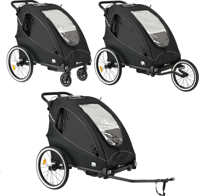 Deryan Luxe Fietskar - Hardloopkinderwagen - 2 persoons - Zwart